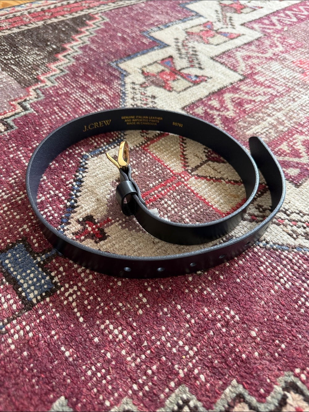 J.Crew Women’s Navy  Leather Belt with Gold Buckle